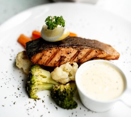Norwegian Grilled Salmon with Creamy Sauce