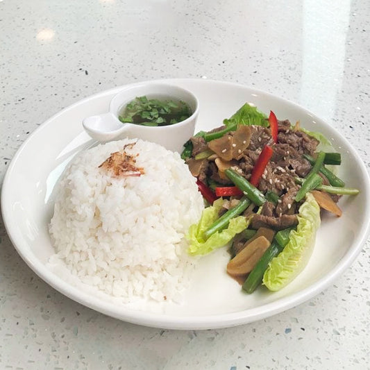 Stir Finger Ginger Beef Tenderloin with Rice